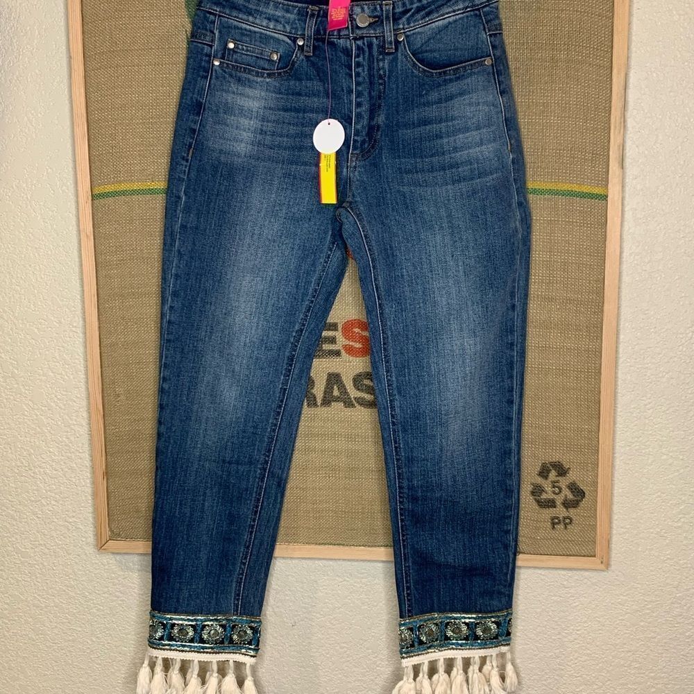 Catherine Malandrino Blue Jeans with Fringe Hem